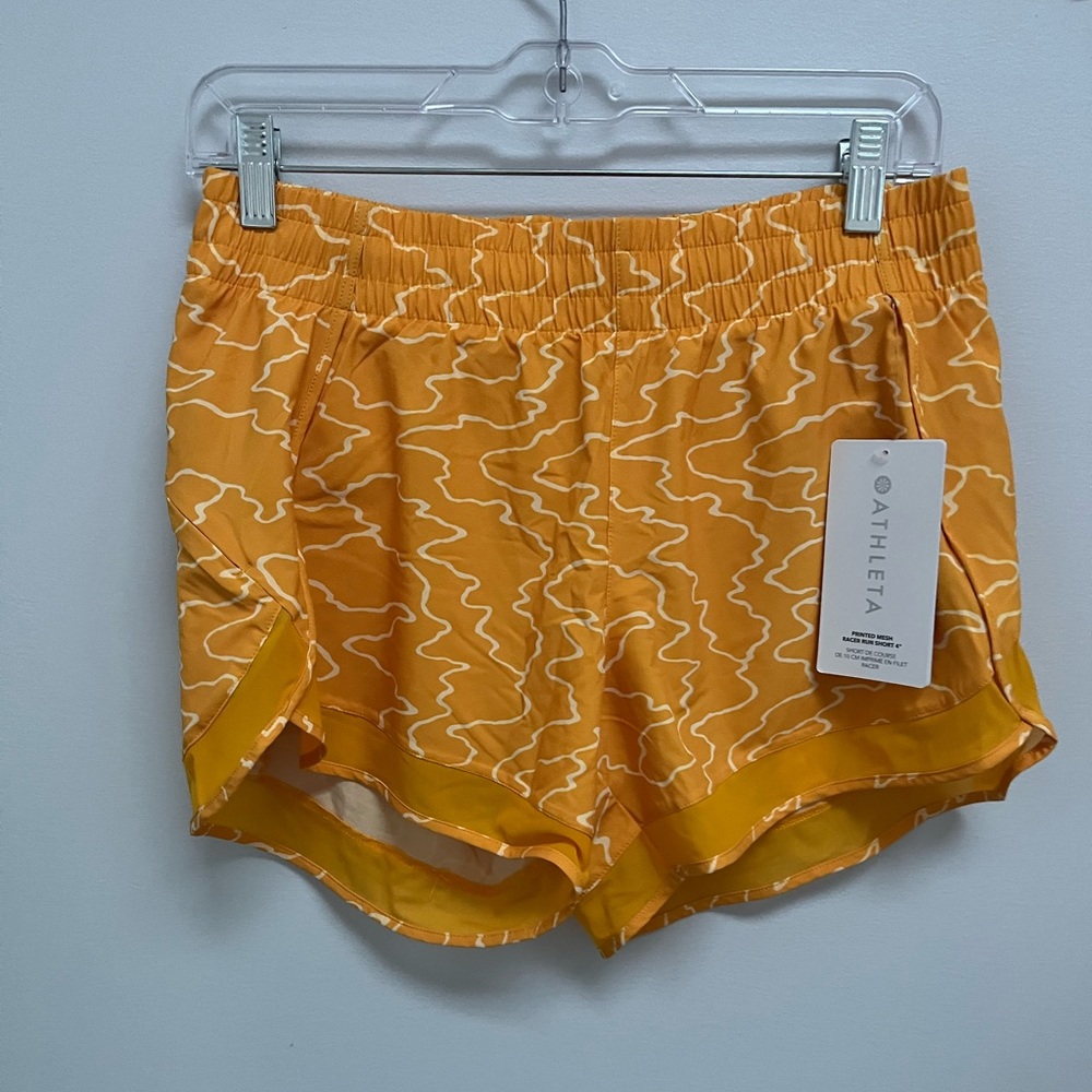Athleta printed Racer Run mesh shorts
